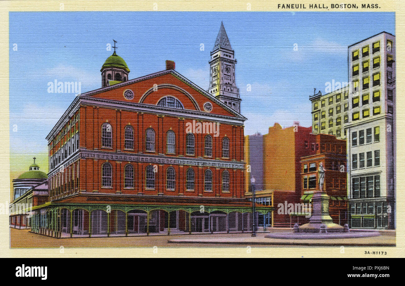 Faneuil Hall, Custom House - Boston, Massachusetts Stock Photo