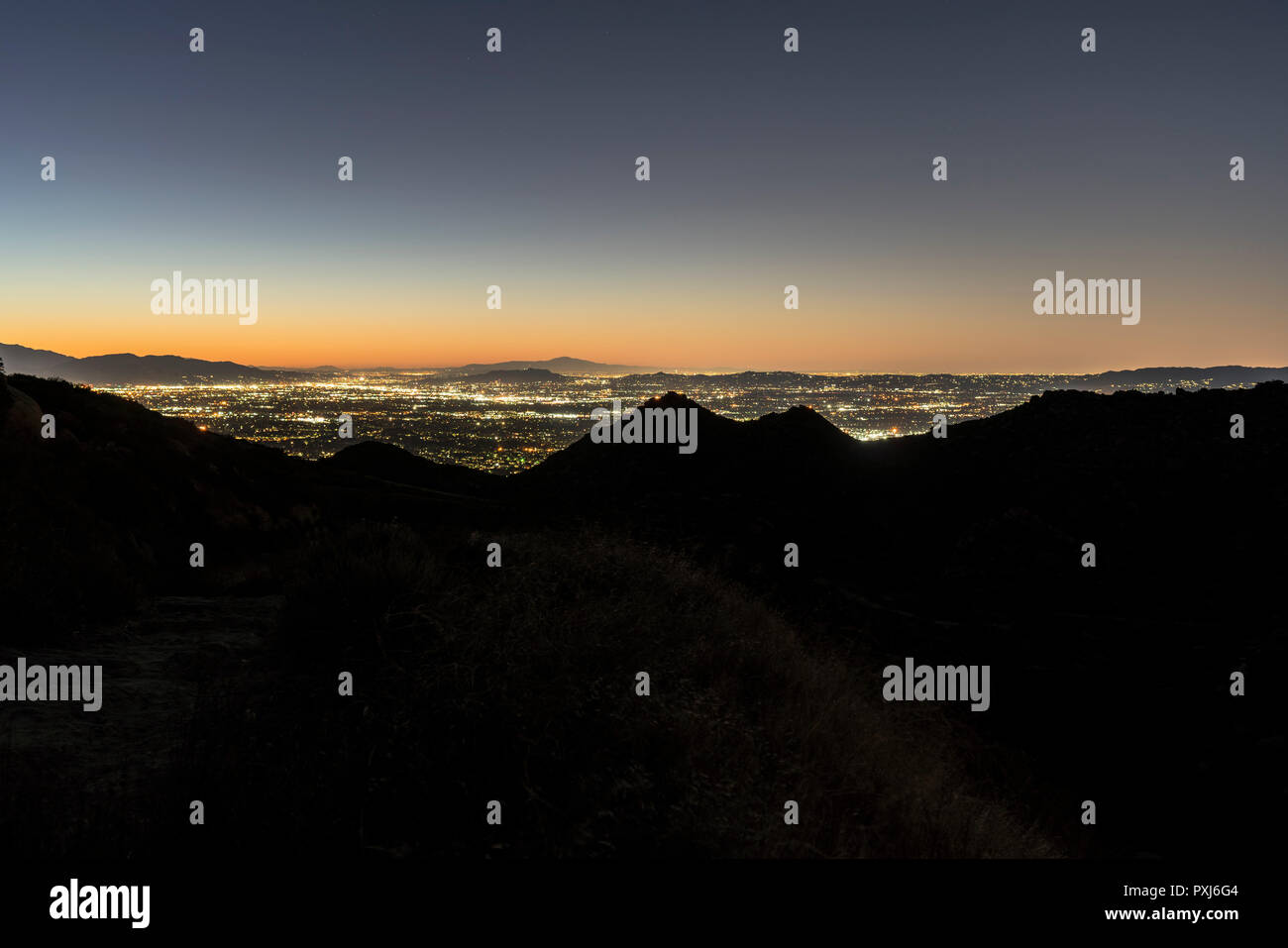 Los Angeles California predawn view of