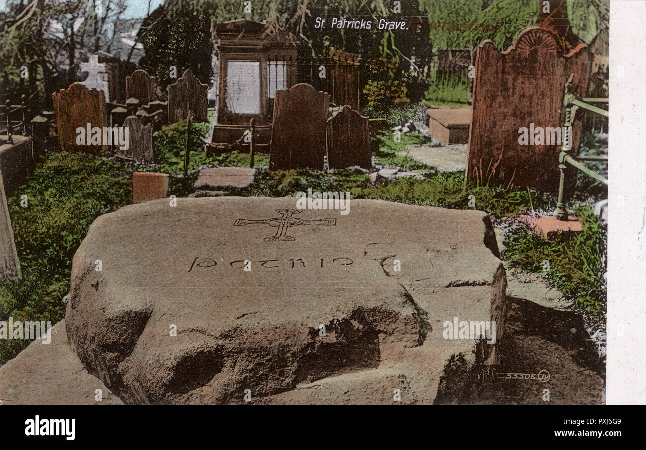 St Patrick's Grave, Downpatrick, Co. Down, Northern Ireland Stock Photo