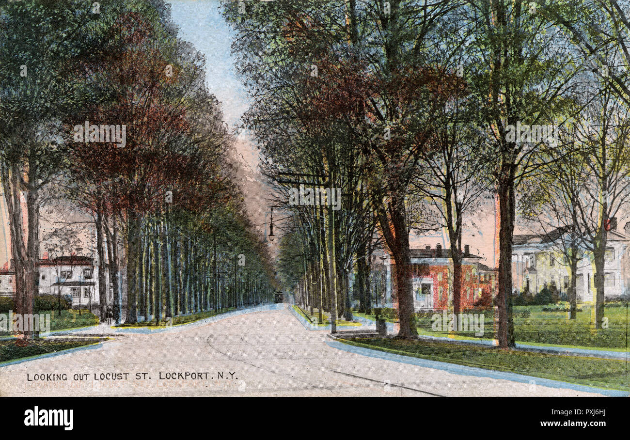 Lockport, Niagara County, New York, USA Locust Street Date circa