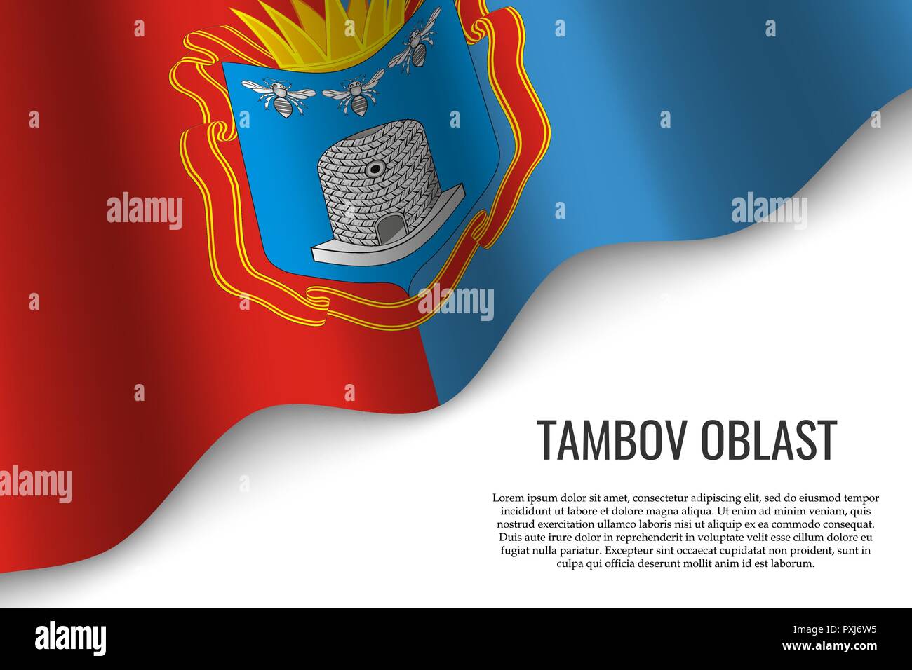 waving flag of Tambov Oblast is a region of Russia on transparent background. Template for banner or poster. vector illustration Stock Vector