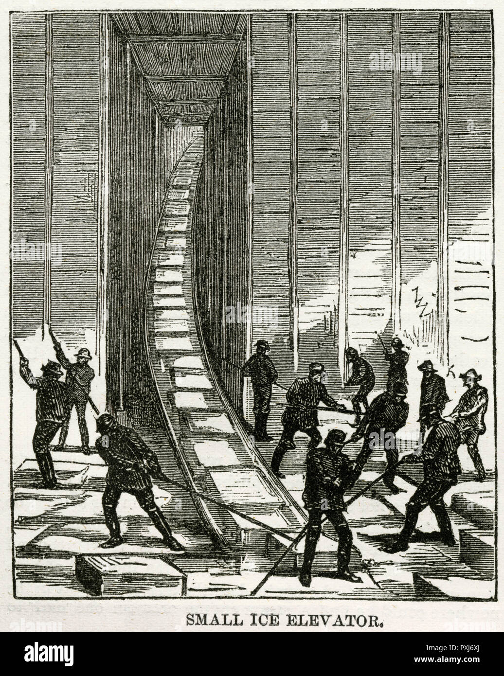 Small ice elevator, Hudson River 1875 Stock Photo