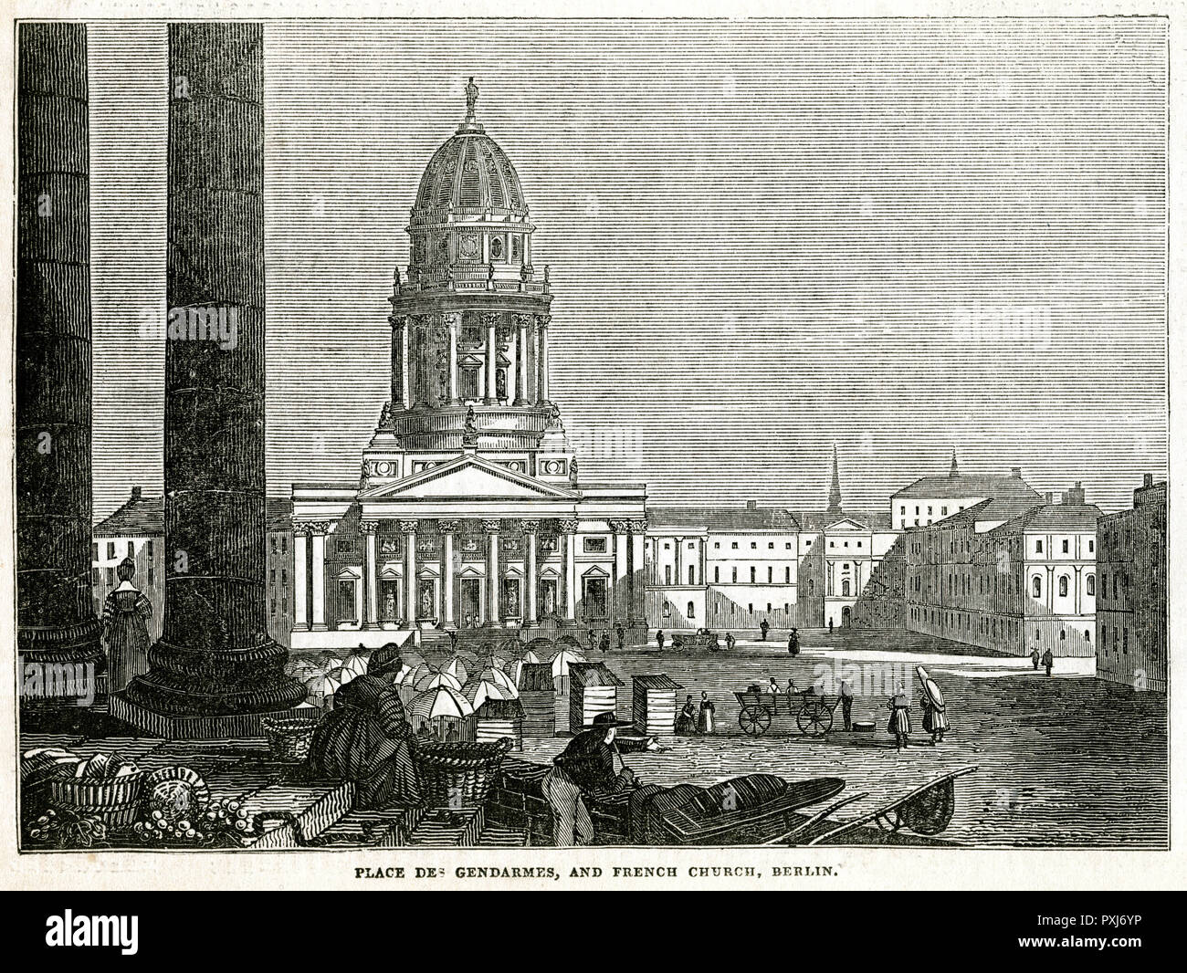 Gendarmenmarkt market square in Berlin.     Date: 1834 Stock Photo