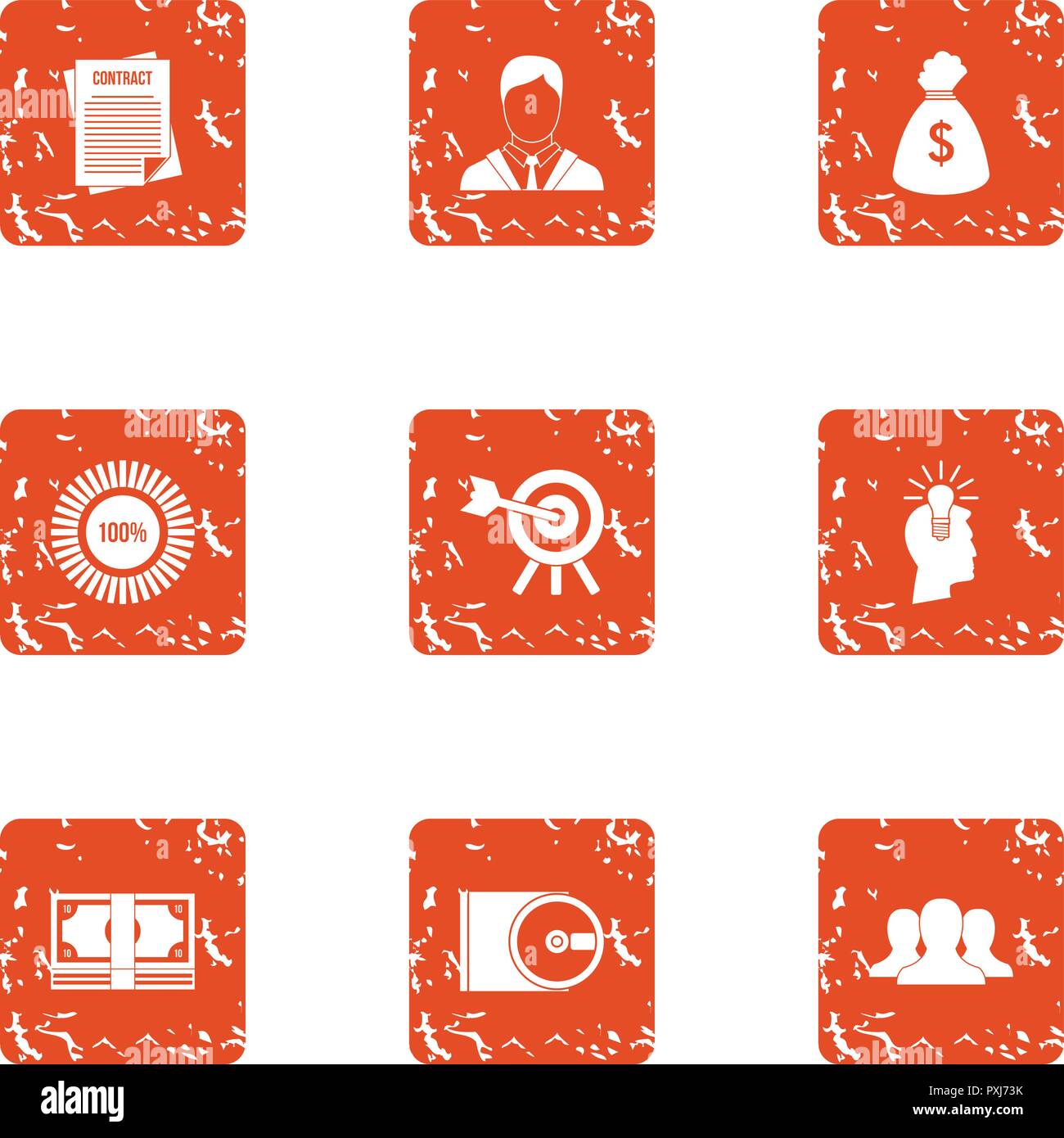 Task icons set, grunge style Stock Vector