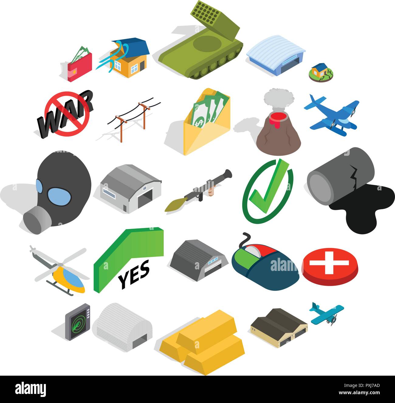 Combatant icons set, isometric style Stock Vector