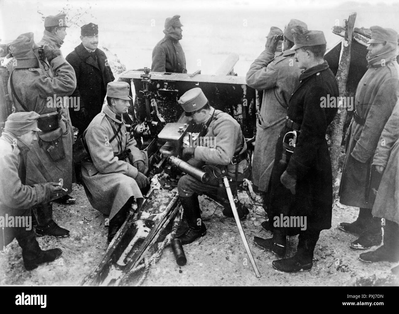 Austrian artillery in the Bukowina. Austrian artillery soldiers in Bukowina (Bukovina) during World War I Stock Photo