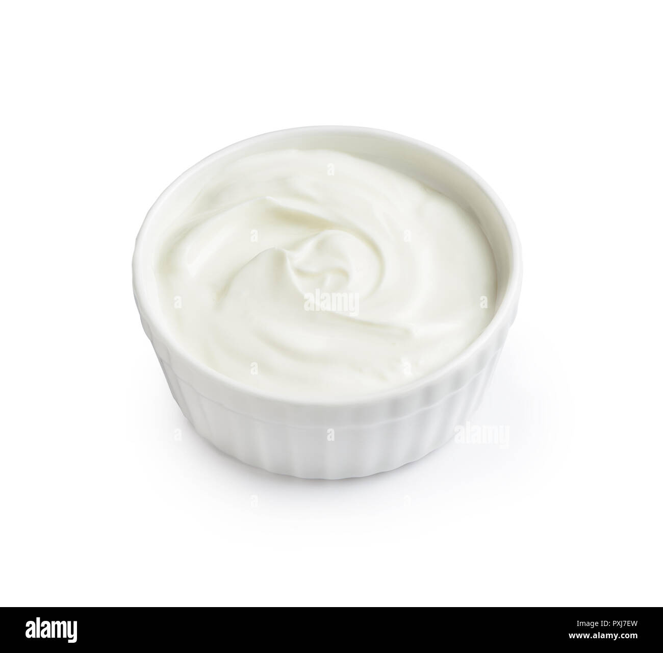 bowl of sour cream yogurtisolated on white background Stock Photo Alamy