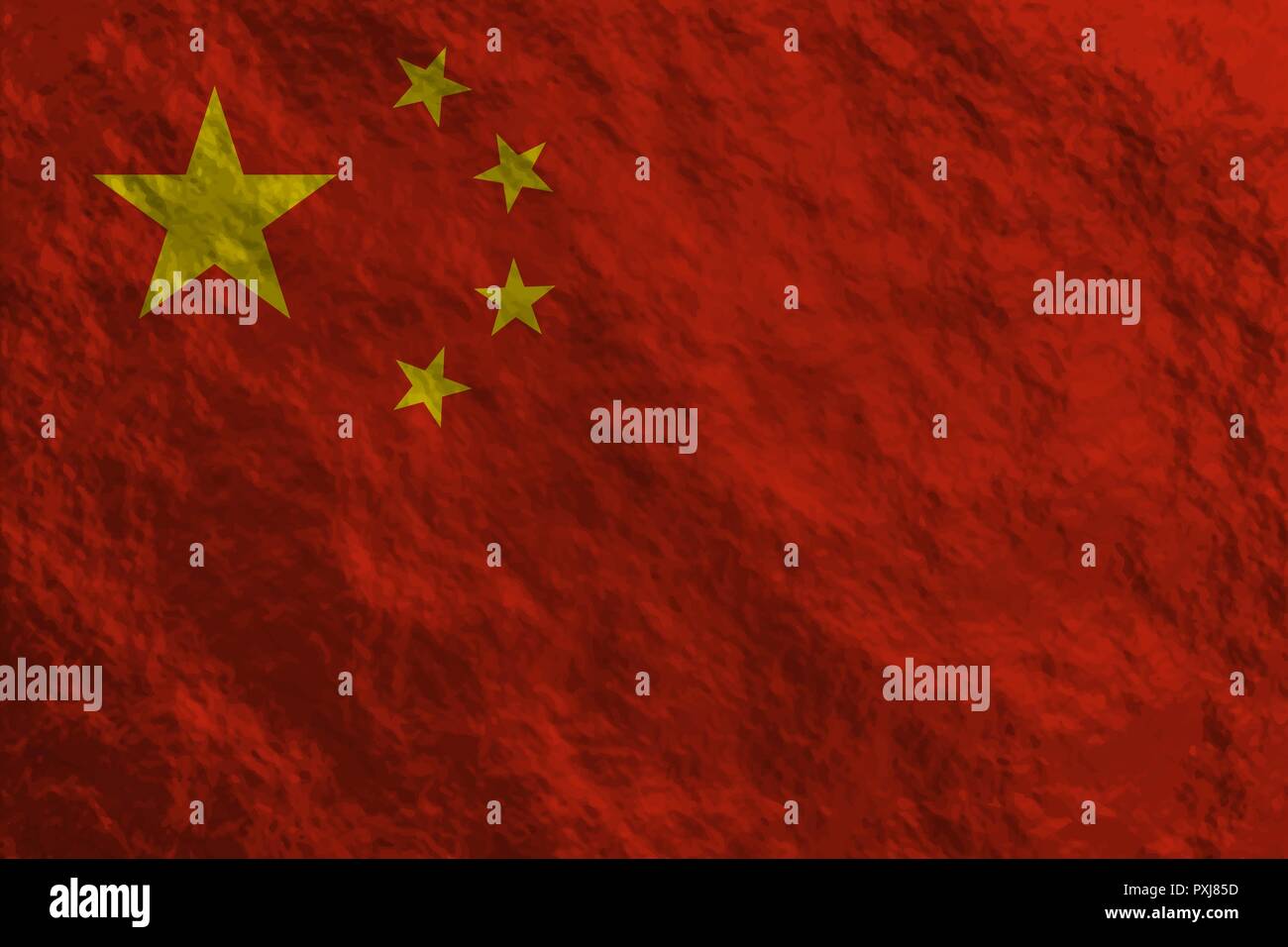 Grunge styled flag of China with distress texture. Stock Vector