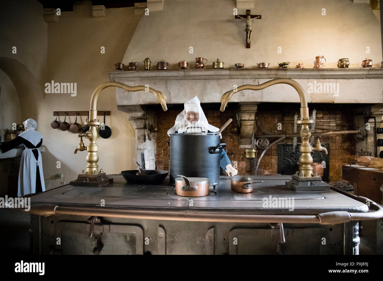 Old commercial kitchen in the Hospices de Beaune, France Stock Photo