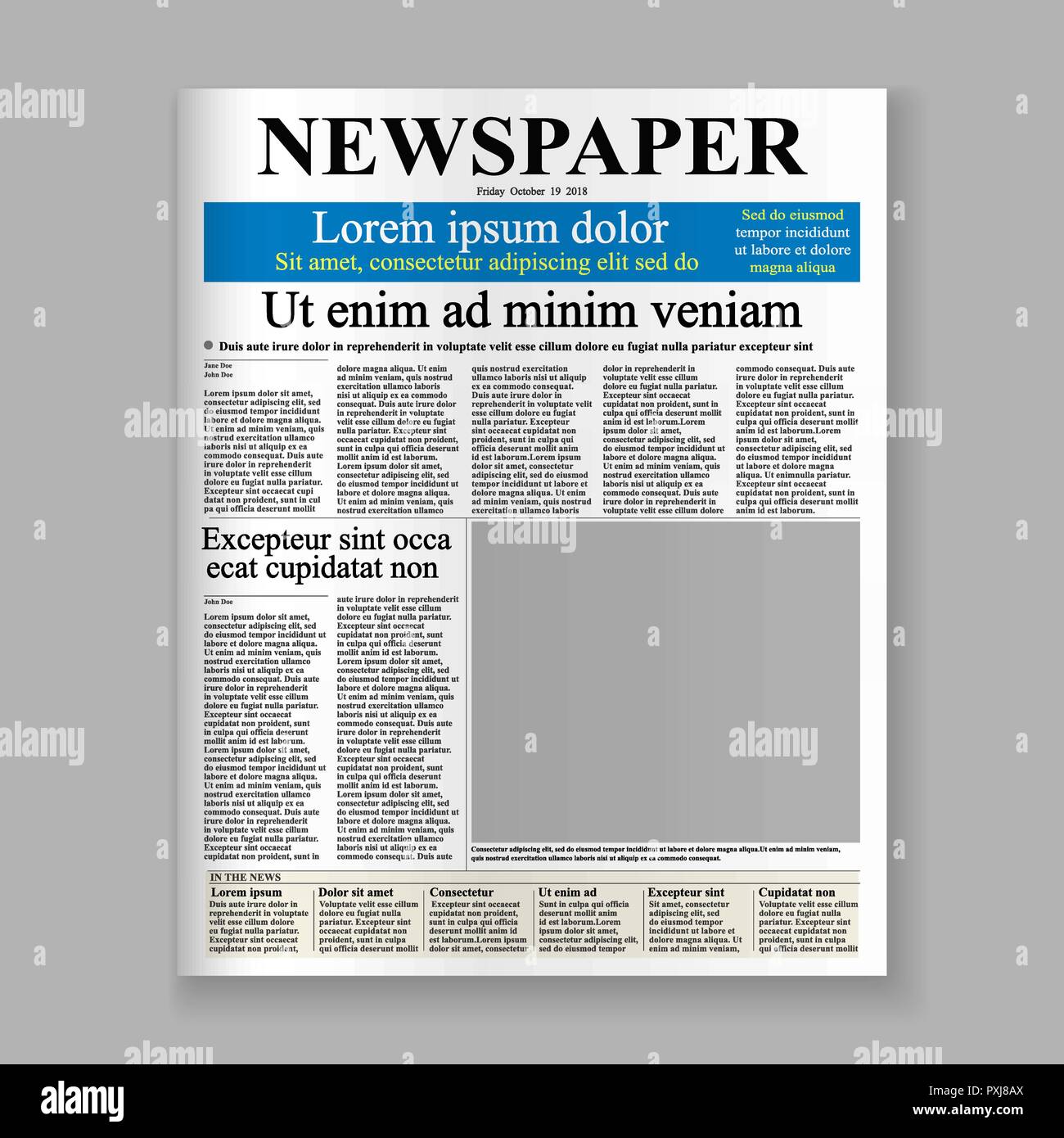 Newspaper Cover Page Template from c8.alamy.com