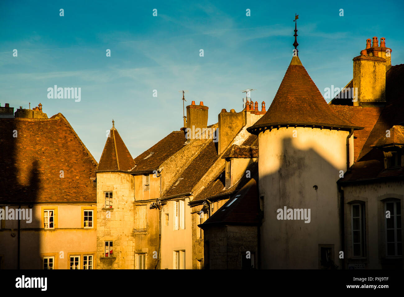 Cityscape of Dole (France) at sunset Stock Photo Alamy