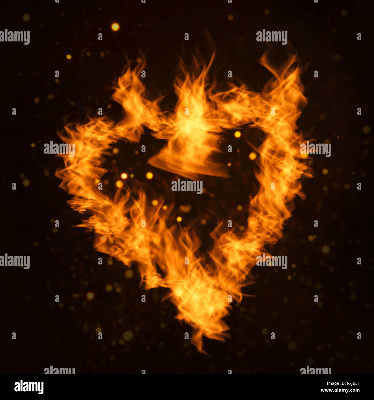 Fire Flames on Black Background. Includes Copy Space Stock Photo