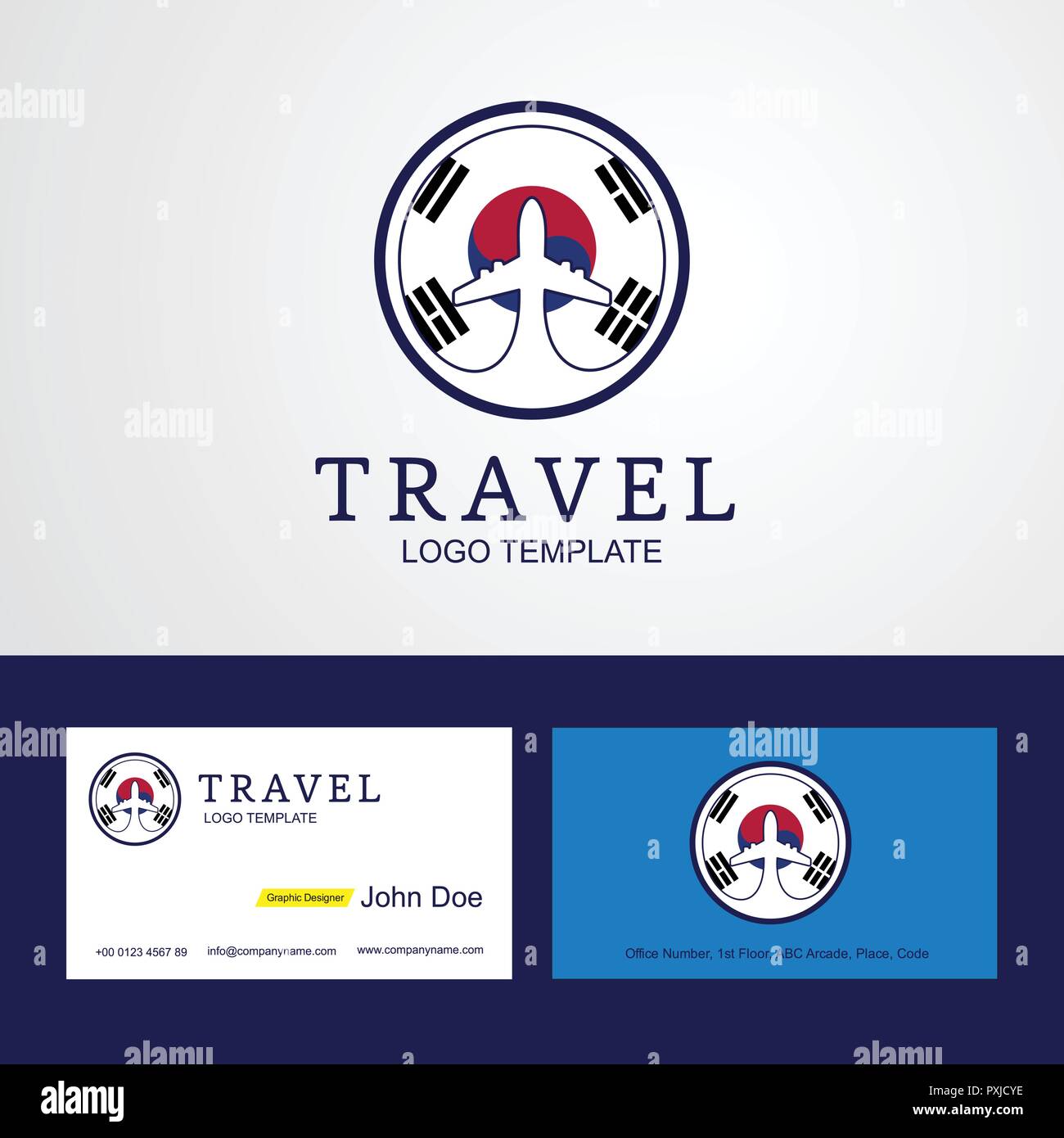Travel Korea South Creative Circle flag Logo and Business card design