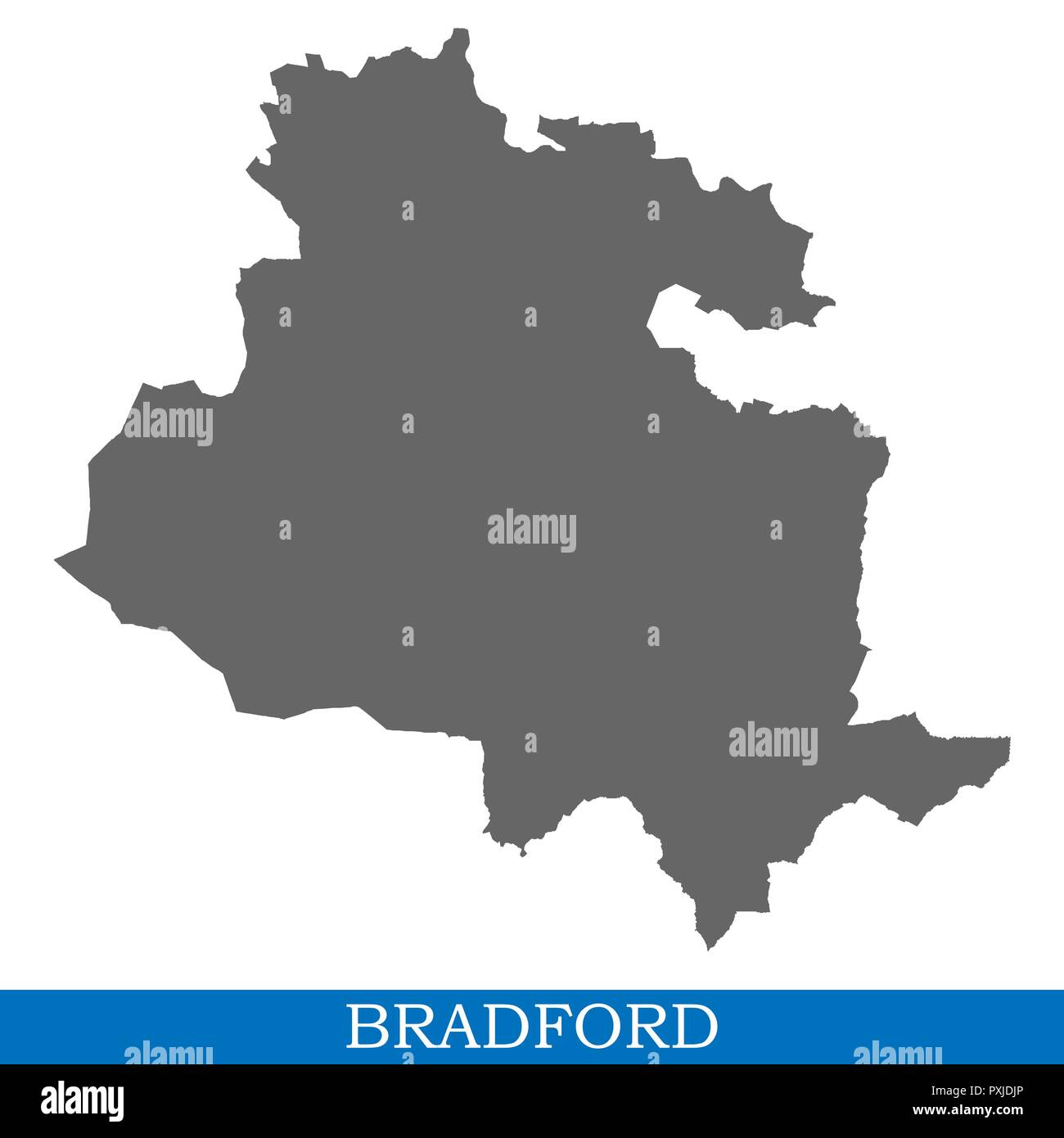 High Quality map of Bradford is a city in United Kingdom, with borders ...