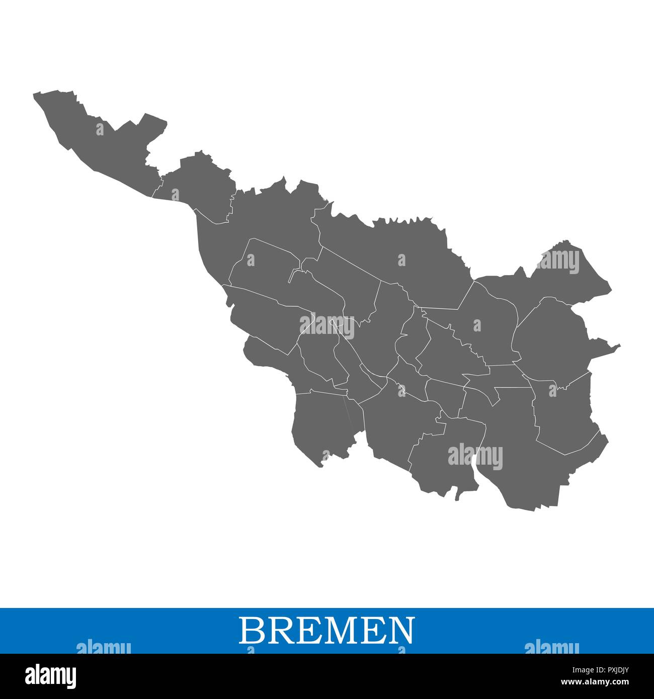 High Quality map of Bremen is a city of Germany, with borders of