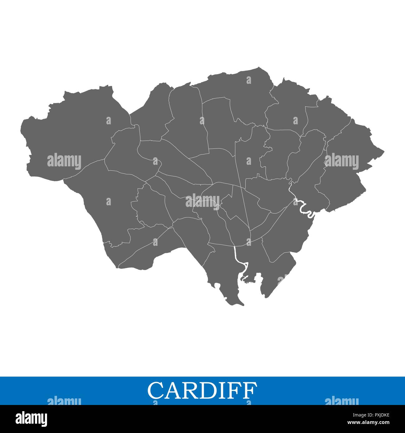 Map Of Cardiff Districts High Quality Map Of Cardiff Is A City In United Kingdom, With Borders Of  Districts Stock Vector Image & Art - Alamy