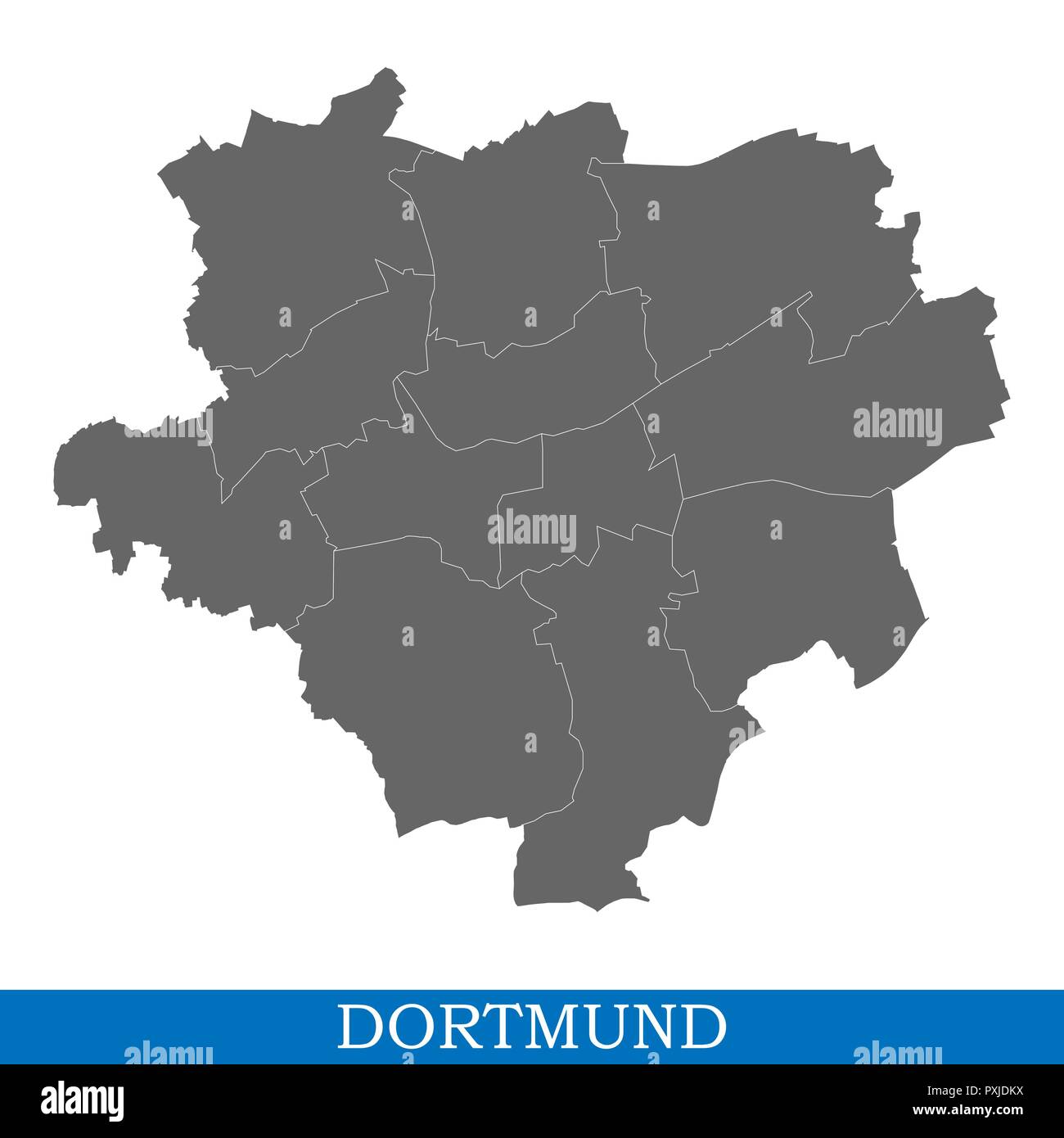 High Quality map of Dortmund is a city of Germany, with borders of