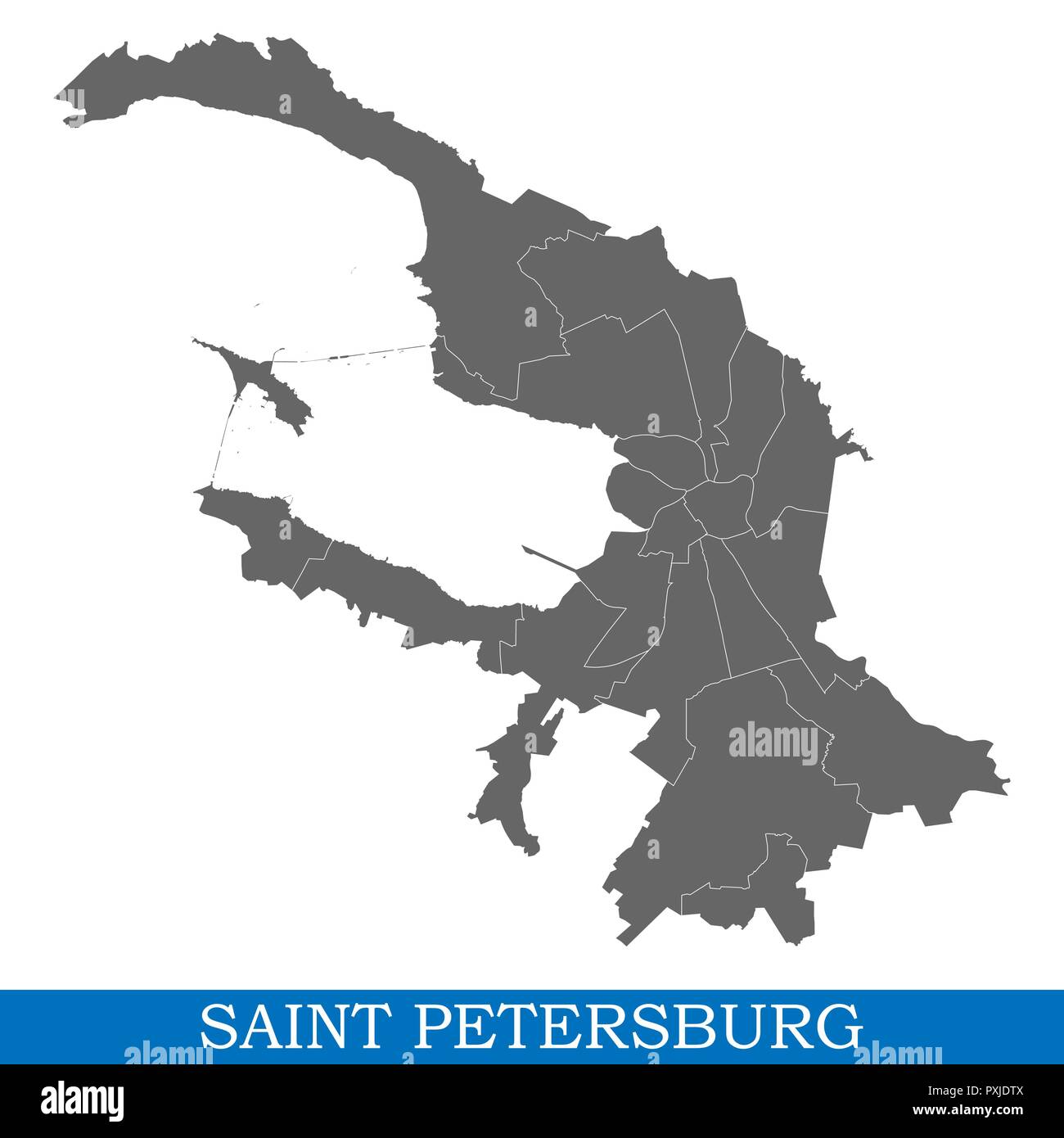 High Quality map of Saint Petersburg is a city of Russia, with borders of districts Stock Vector ...