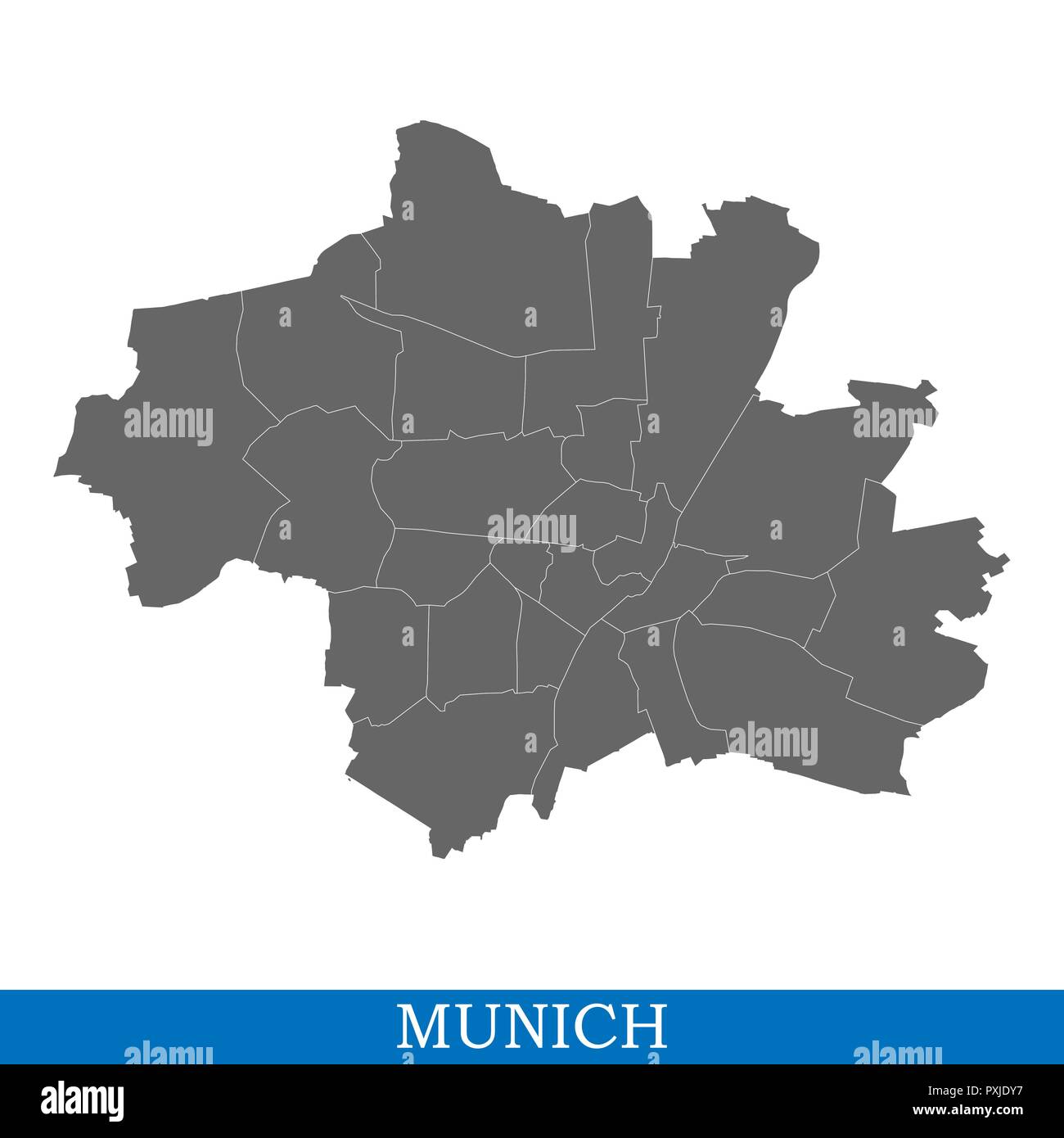High Quality map of Munich is a city of Germany, with borders of districts  Stock Vector Image & Art - Alamy