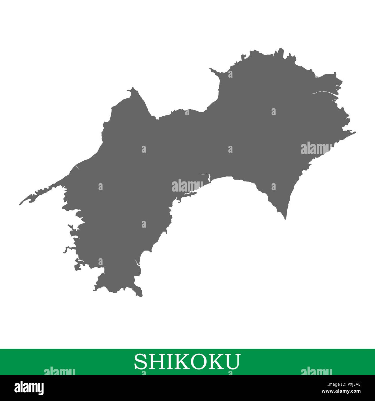 High quality map of Shikoku is the island of Japan Stock Vector Image