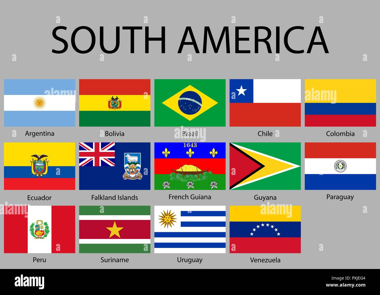 All flags of South America. Vector Illustration Stock Vector Image & Art -  Alamy