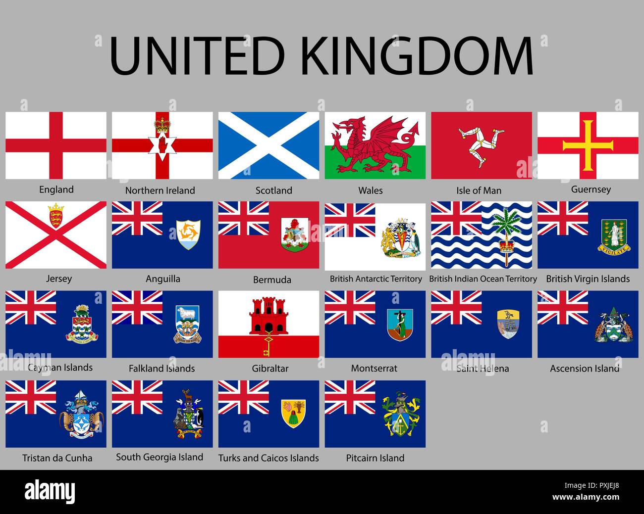all Flags of regions of United Kingdom. Vector illustraion Stock Vector ...