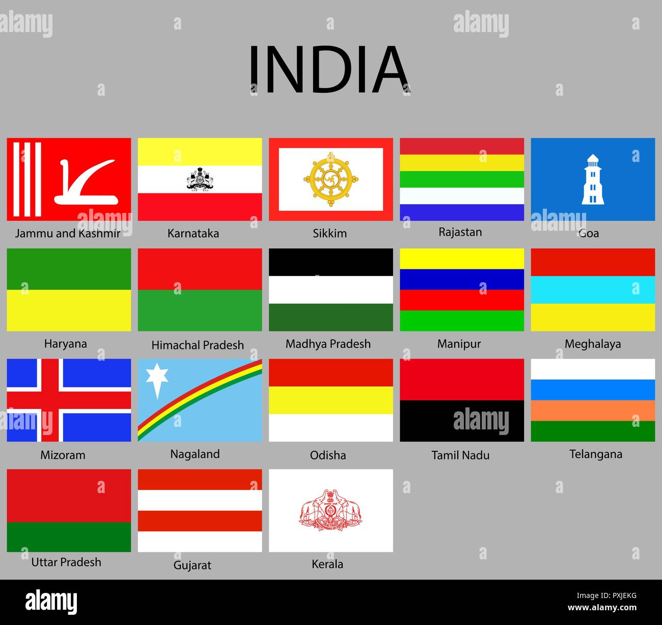 Flags states of India. Vector illustraion. flag set Stock Vector Image