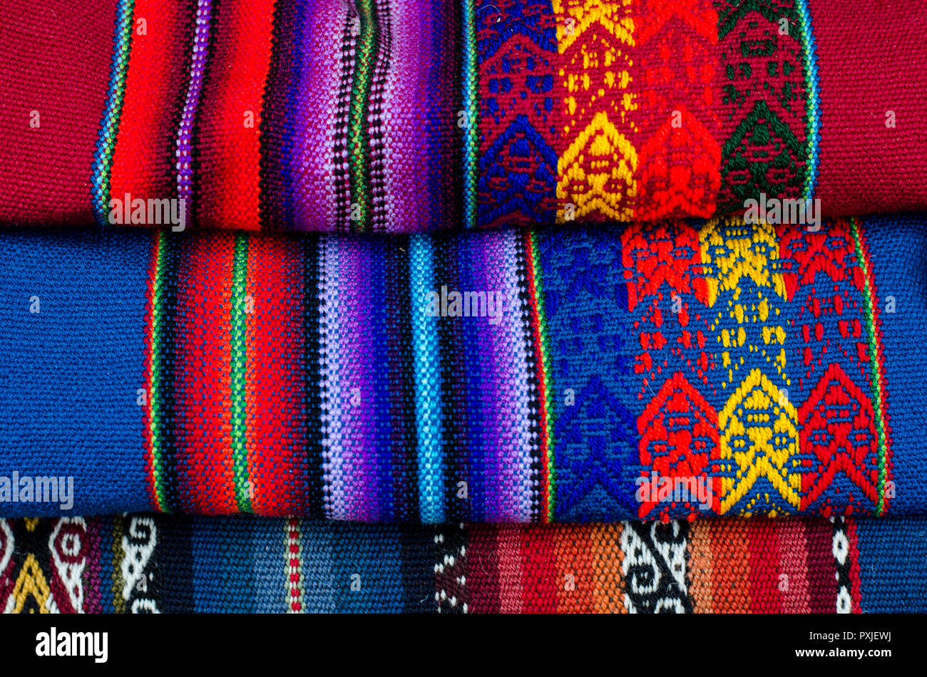 Colorul textiles from Chinchero Stock Photo