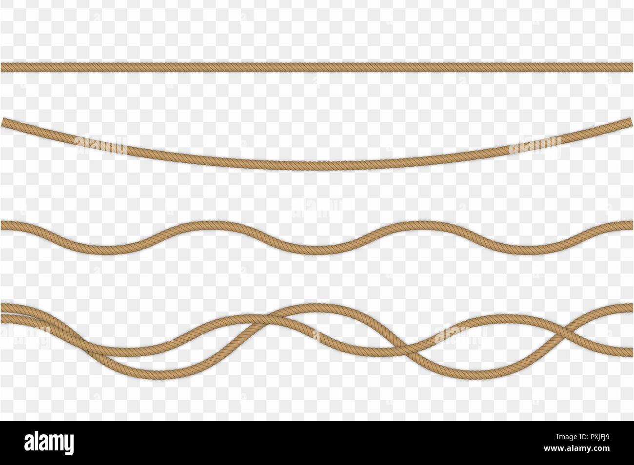 Vector realistic rope isolated on transparent background. Stock Vector
