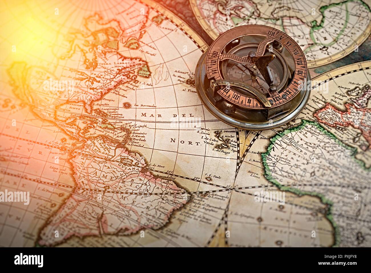 Compass and Chess on old map Stock Photo by ©kwanchaidp 75914739