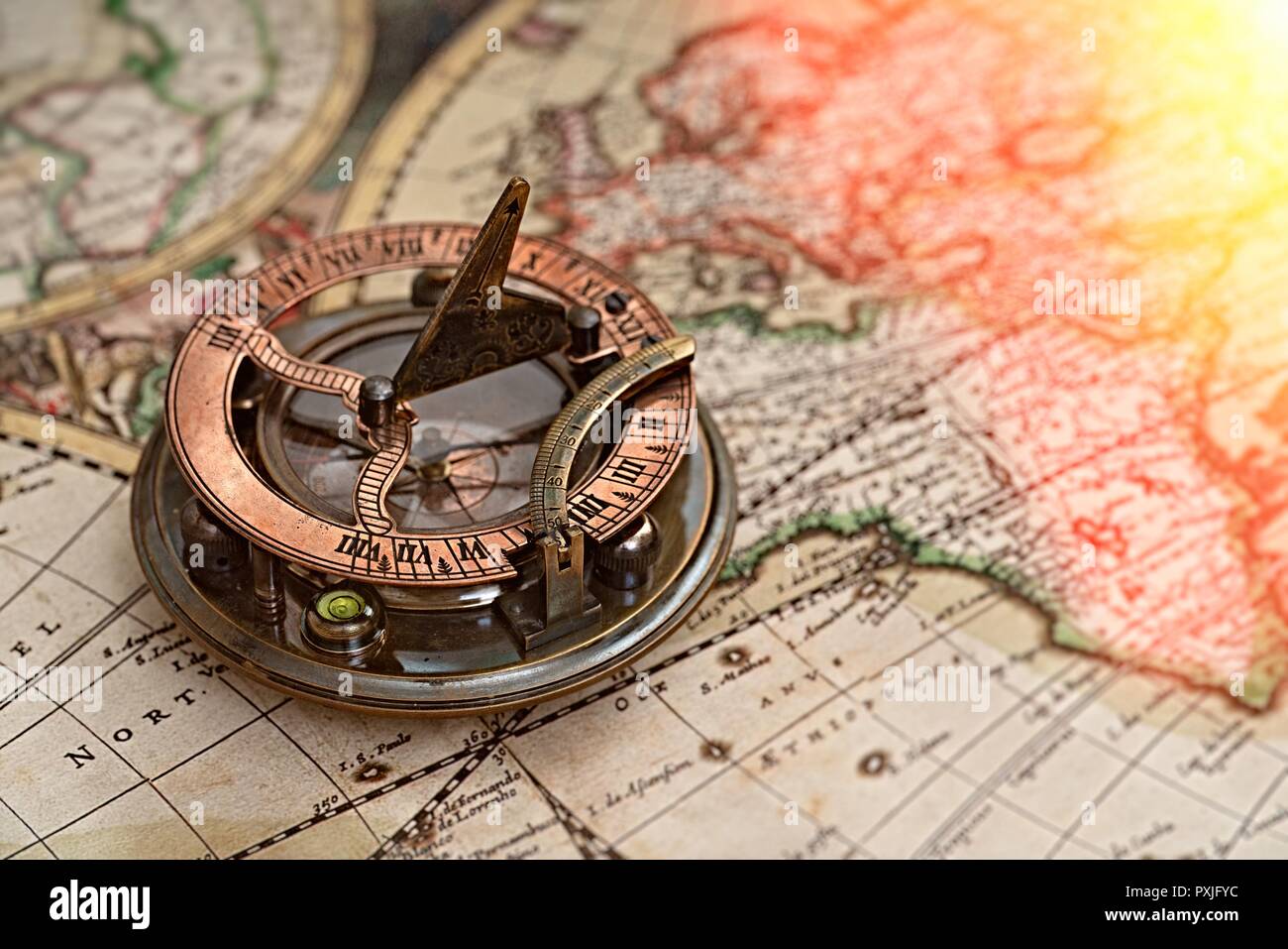 Old map, compass , navigation and geography Stock Photo Alamy