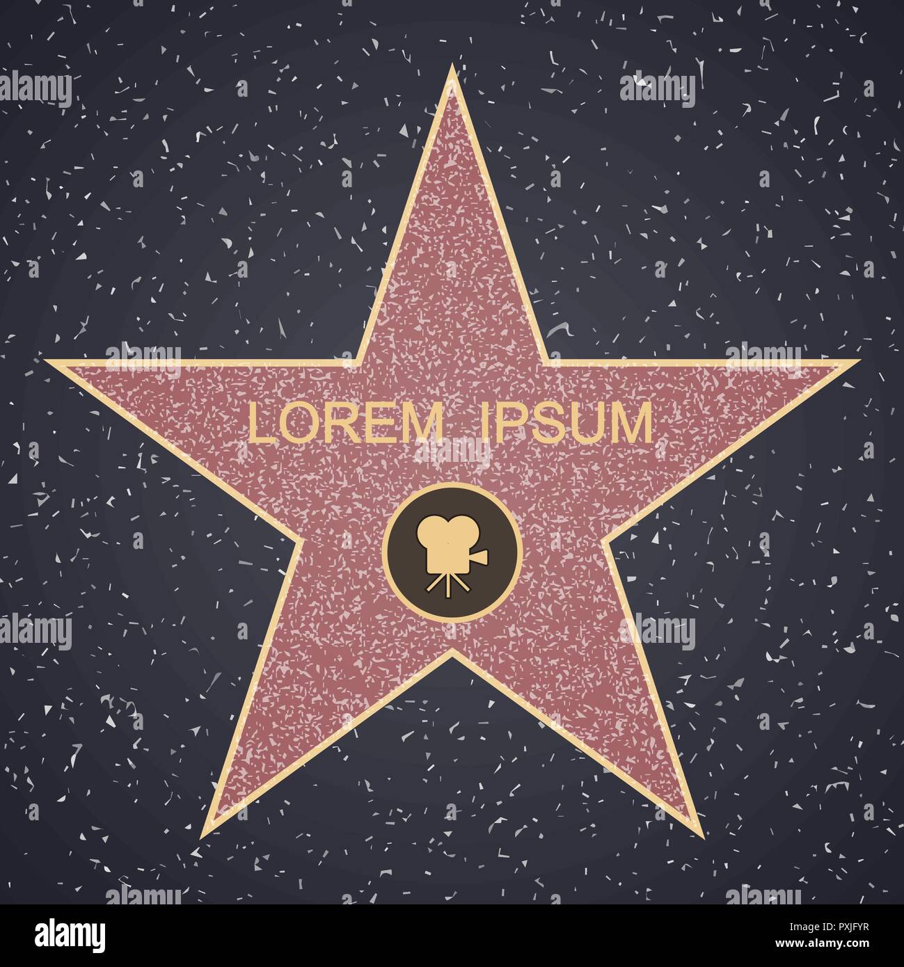 Walk Of Fame. star blank template on granite square background, sign of