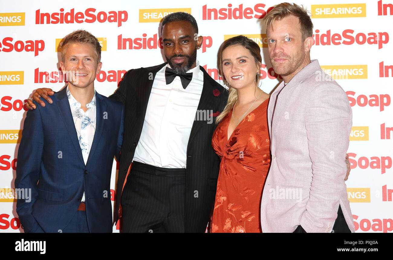 London, UK. 22nd October, 2018. Casualty, George Rainsford, Charles Venn, Chelsea Halfpenny, William Beck, The Inside Soap Awards 2018, 100 Wardour Street, London, UK, 22 October 2018, Photo by Richard Goldschmidt Credit: Rich Gold/Alamy Live News Stock Photo