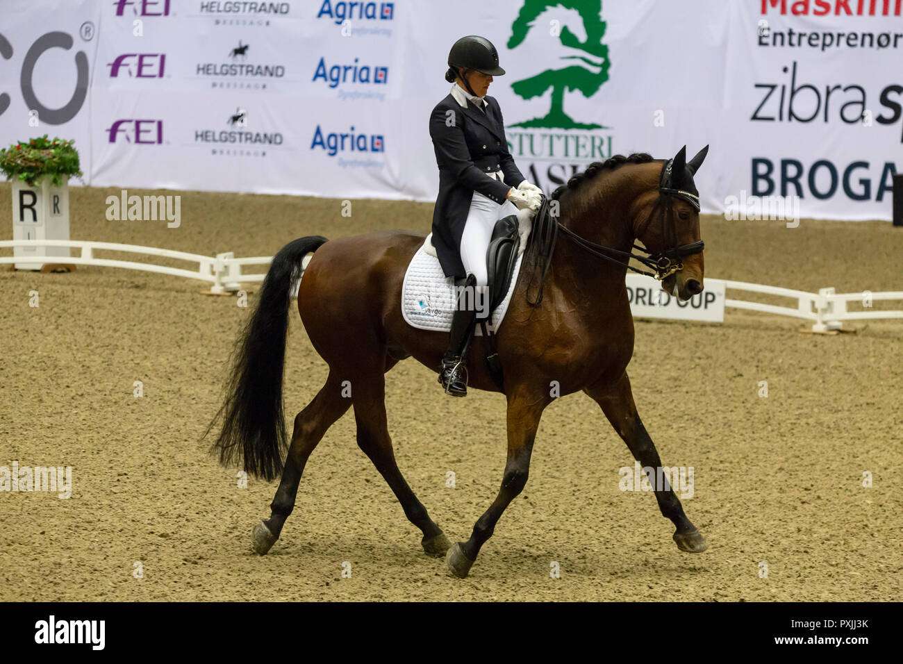 Herning, Denmark. 21st October, 2018. Sakia Maertens of Holland riding Legend of Loxley during the FEI World Cup 2018 in freestyle dressage in Denmark. Credit: OJPHOTOS/Alamy Live News Stock Photo