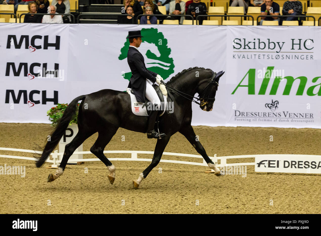 Herning, Denmark. 21st October, 2018.  Benjamin Werndl of Germany riding Daily Mirror 6 during the FEI World Cup 2018 in freestyle dressage in Denmark. Credit: OJPHOTOS/Alamy Live News Stock Photo