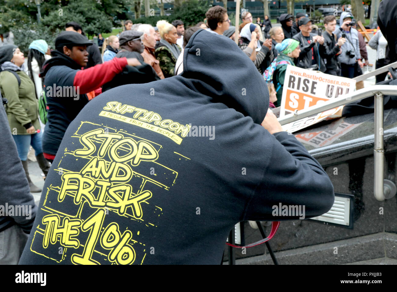 New York City, New York, USA. 22nd Oct, 2018. Activist organization ""˜RiseUpOctober' held its 23rd National Day of Protest to Stop Police Brutality at Foley Square in downtown Manhattan on 22 October 2018. The midday rally and march is a day that activists come together to with those who have lost loved one's as a result of encounters with US law enforcement. Credit: G. Ronald Lopez/ZUMA Wire/Alamy Live News Stock Photo