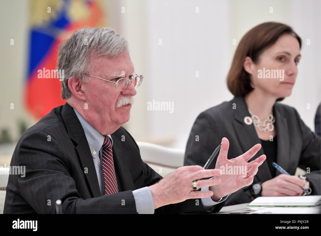 Moscow Russia 23rd Oct 18 Moscow Russia October 23 18 Us National Security Adviser John Bolton L And Fiona Hill Special Assistant To The Us President And Senior Director For European