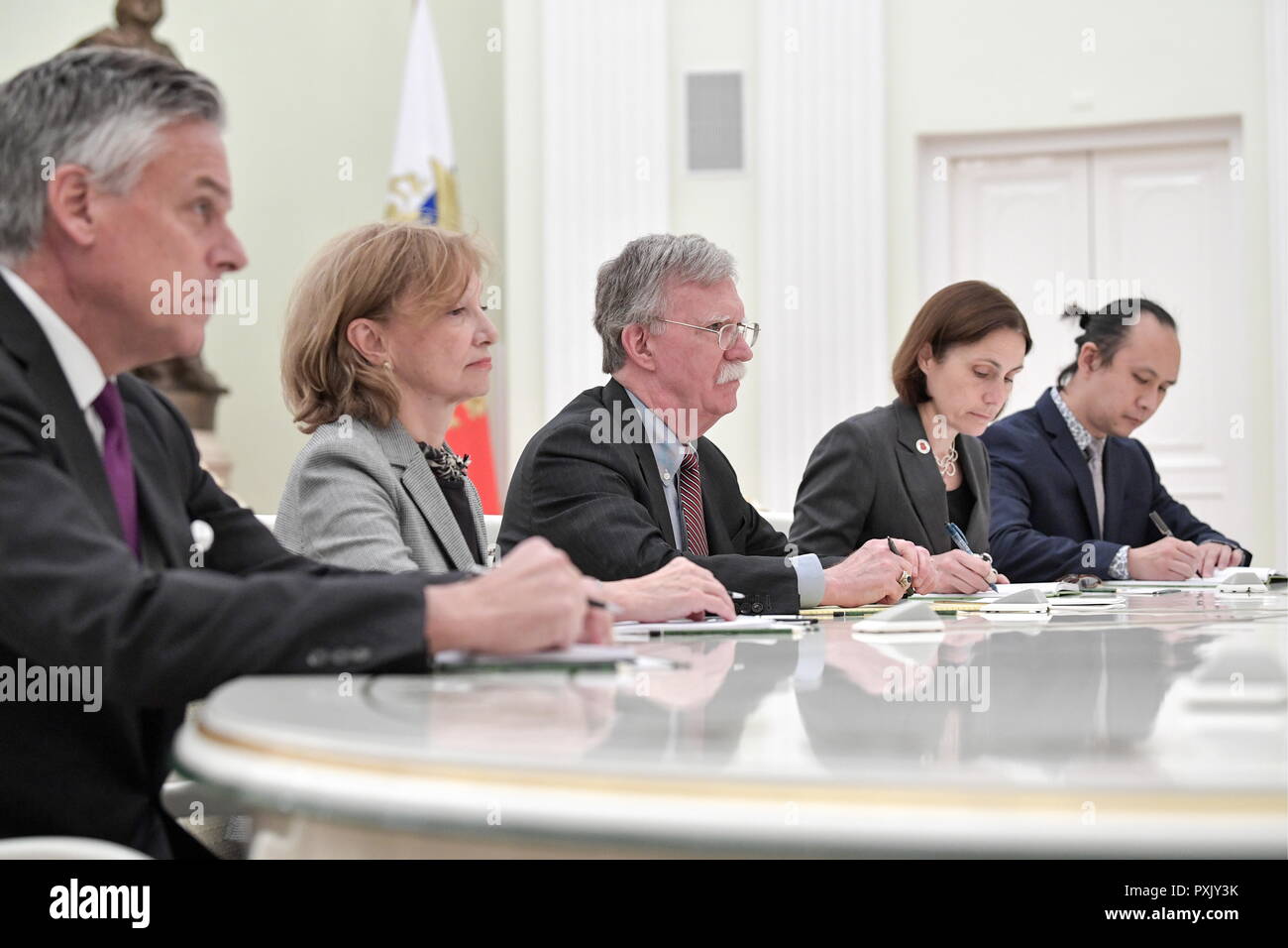 Moscow Russia 23rd Oct 18 Moscow Russia October 23 18 Us Ambassador To Russia Jon Huntsman Jr Us National Security Adviser John Bolton And Fiona Hill L R Special Assistant To The