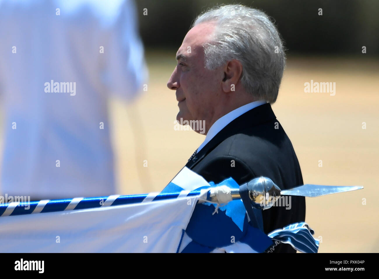 Brasilia, Brazil. 23rd Oct 2018. DF - Brasilia - 10/23/2018 - Military Solemnity Allusive to Aviator Day and Brazilian Air Force Day - Michel Temer, President of the Republic, during Military Solemn Allusive to Airman's Day and Brazilian Air Force Day this Tuesday , October 23, held at the Air Base. Photo: Mateus Bonomi / AGIF Credit: AGIF/Alamy Live News Stock Photo