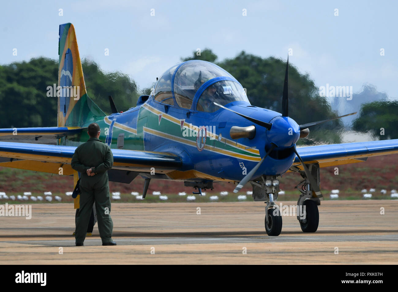 Brasilia, Brazil. 23rd Oct 2018. DF - Brasilia - 10/23/2018 - Military Solemnity Allusive to Aviator Day and Brazilian Air Force Day - Military Solemnity Allusive to Airman's Day and Brazilian Air Force Day this Tuesday, October 23, held at the Base Aerea. Photo: Mateus Bonomi / AGIF Credit: AGIF/Alamy Live News Stock Photo