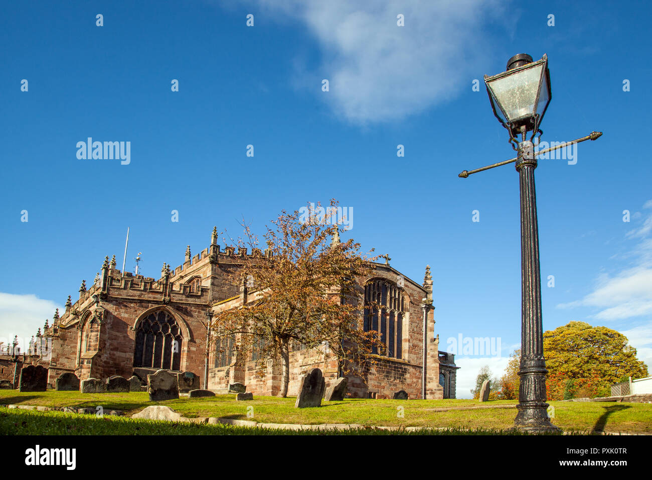 St Oswald's Parish church in the  South Cheshire Market town of Malpas Stock Photo