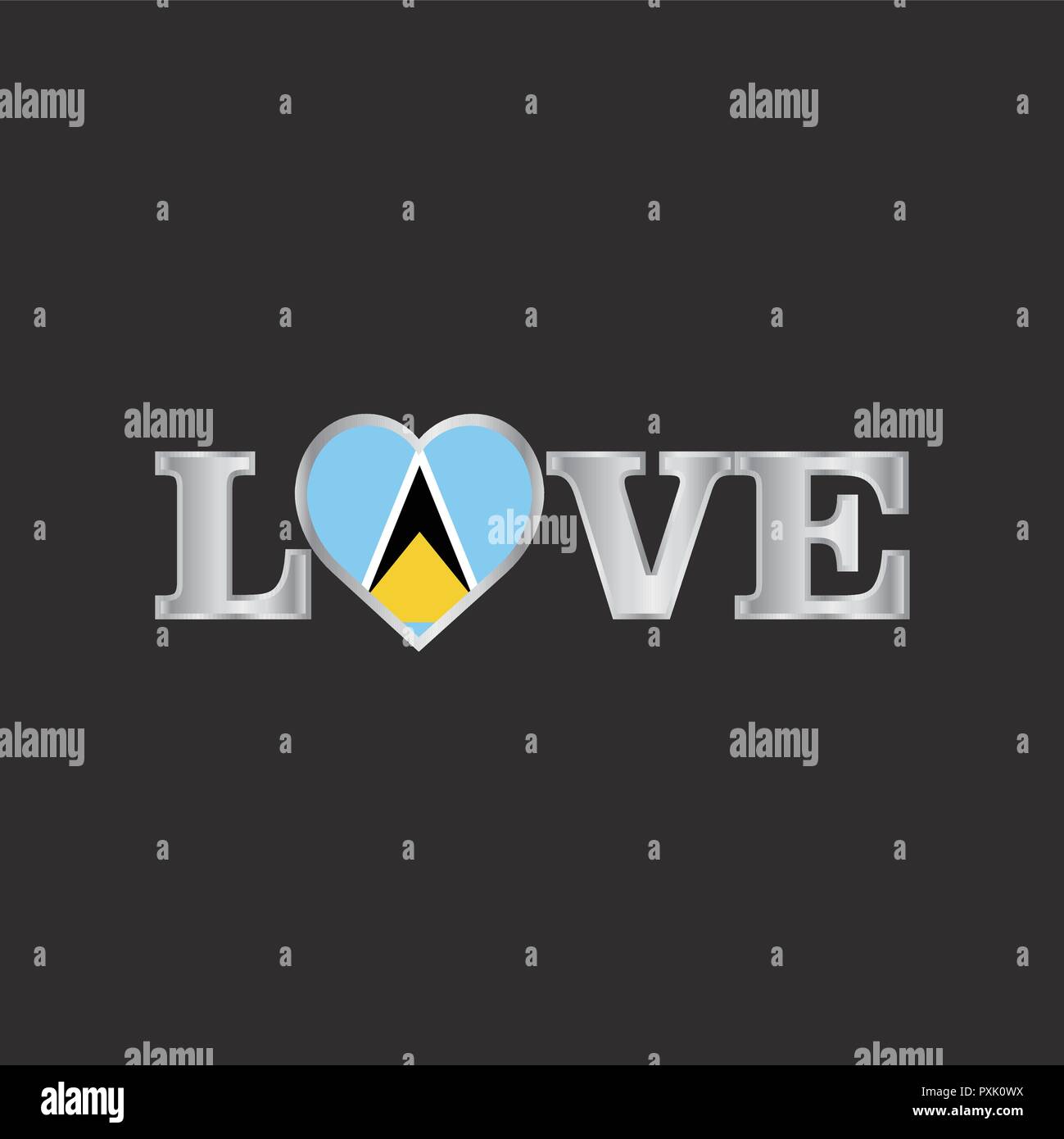 Love typography with Saint Lucia flag design vector Stock Vector