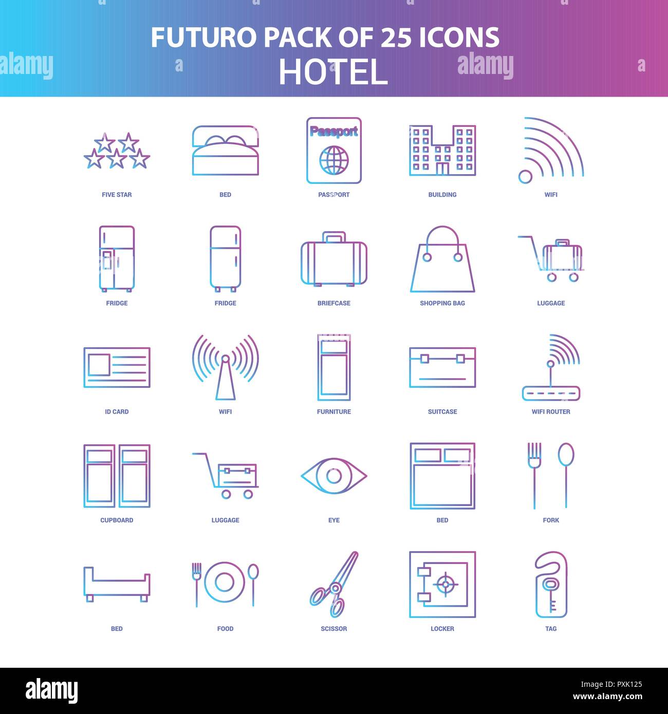 25 Blue and Pink Futuro Hotel Icon Pack Stock Vector Image & Art - Alamy