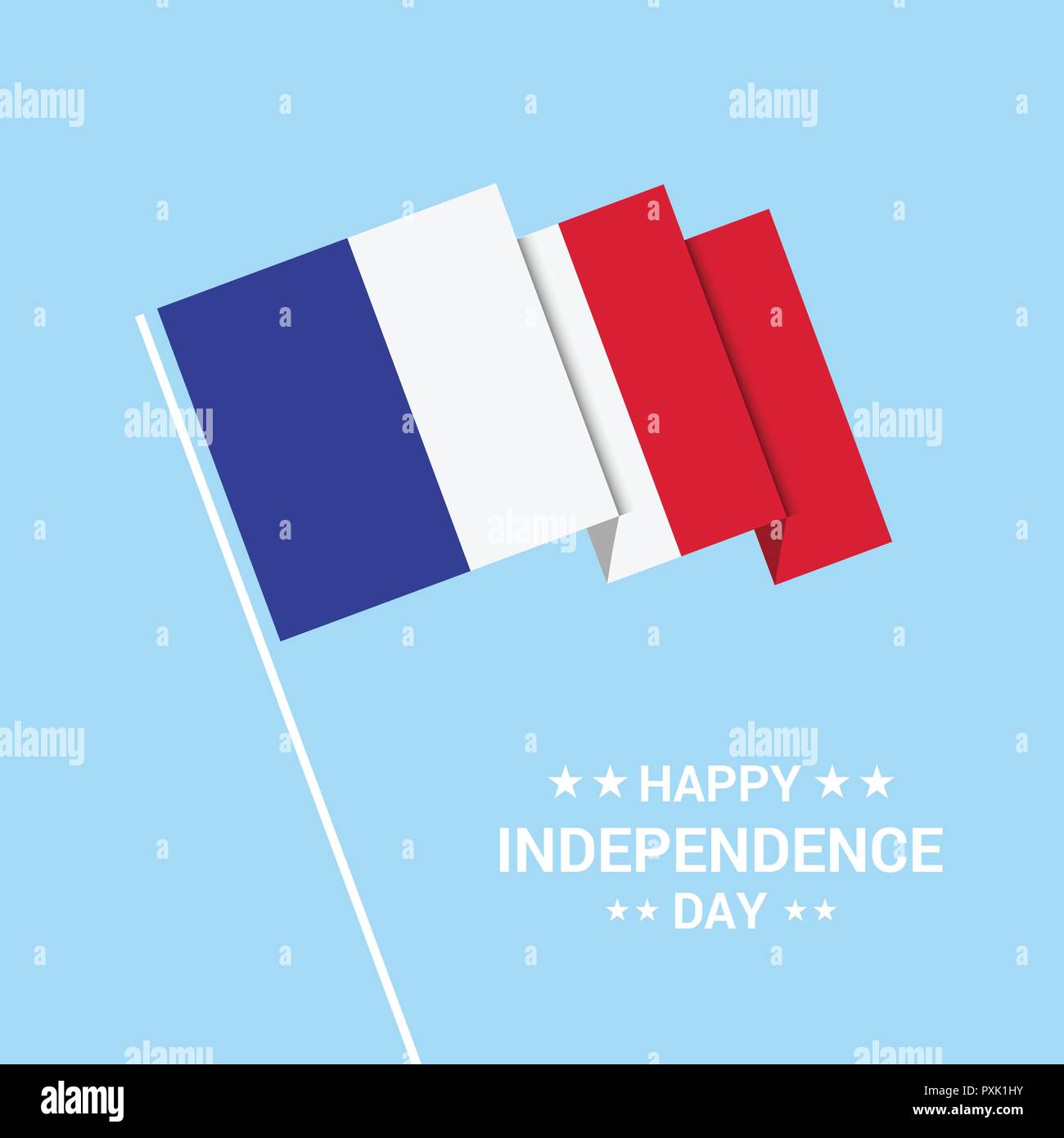 France Independence day typographic design with flag vector Stock