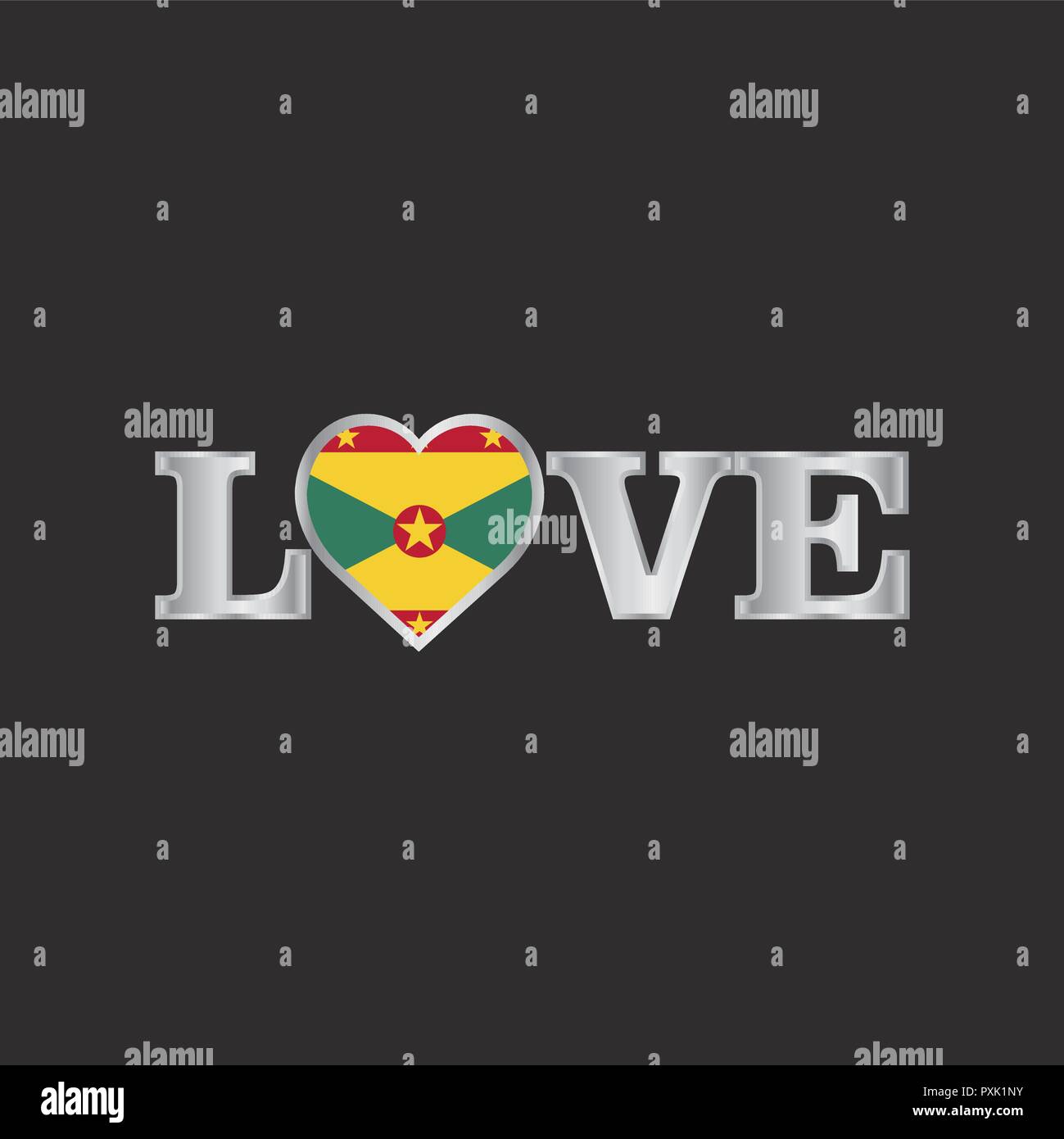 Love typography with Grenada flag design vector Stock Vector