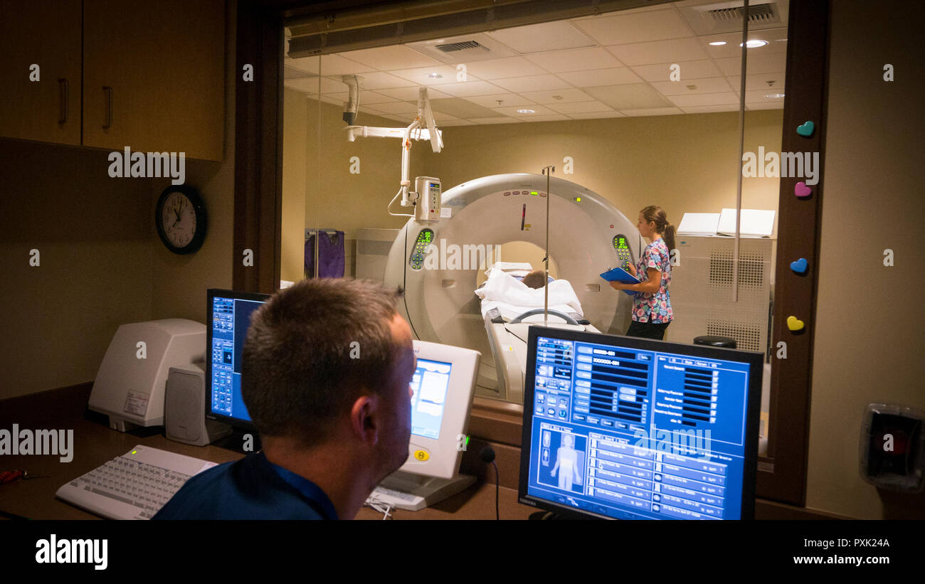 Resonance Imaging MRI center at a public hospital. Note