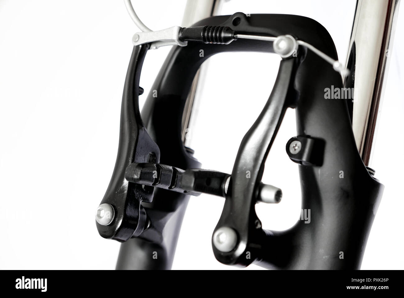 Front Vbrake system of bicycle isolated on white Stock Photo Alamy