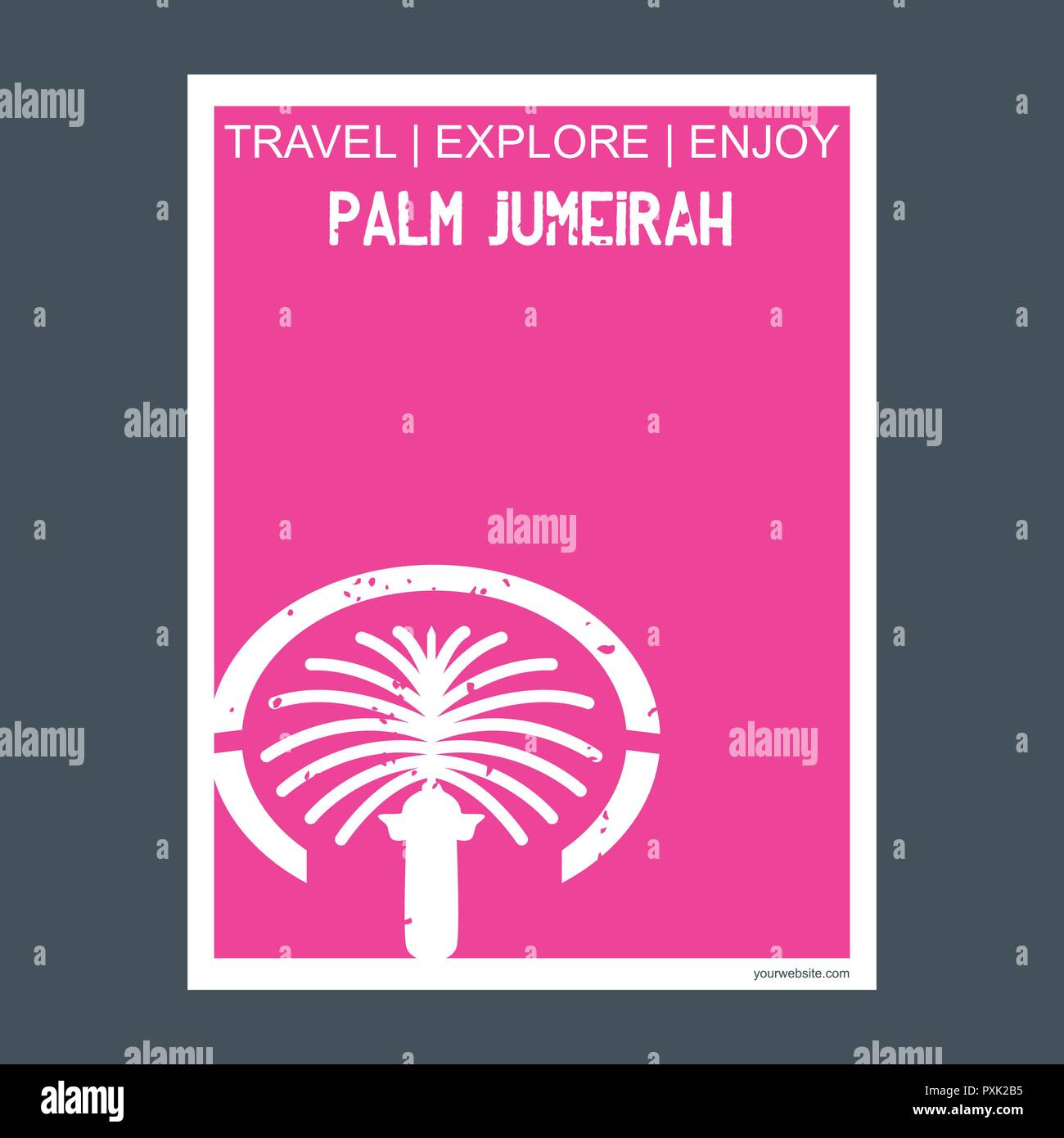 Palm Jumeirah Dubai, United Arab Emirates monument landmark brochure Flat style and typography vector Stock Vector