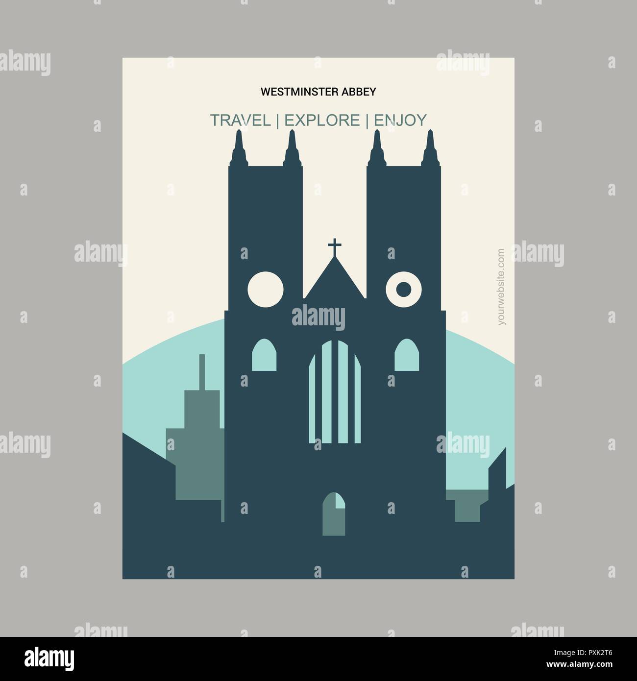 Westminster Abbey London , UK Vintage Style Landmark Poster Template Stock Vector