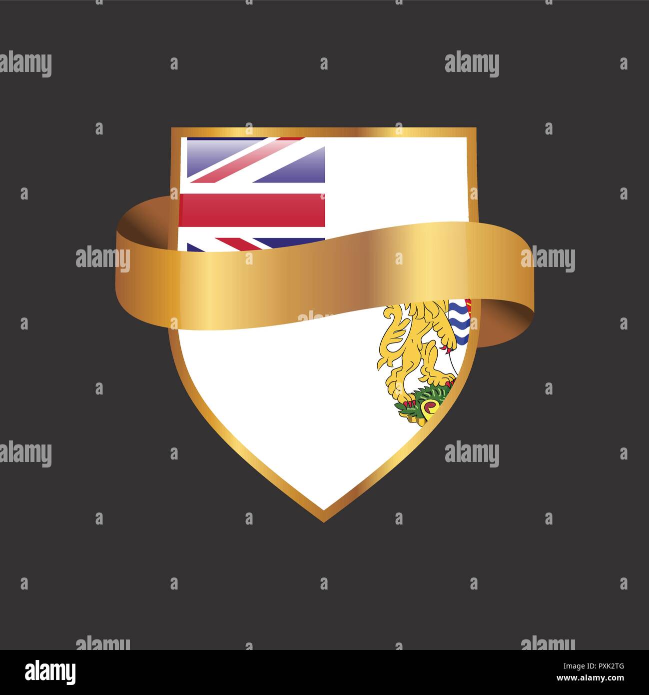 British antarctic Territory flag Golden badge design vector Stock